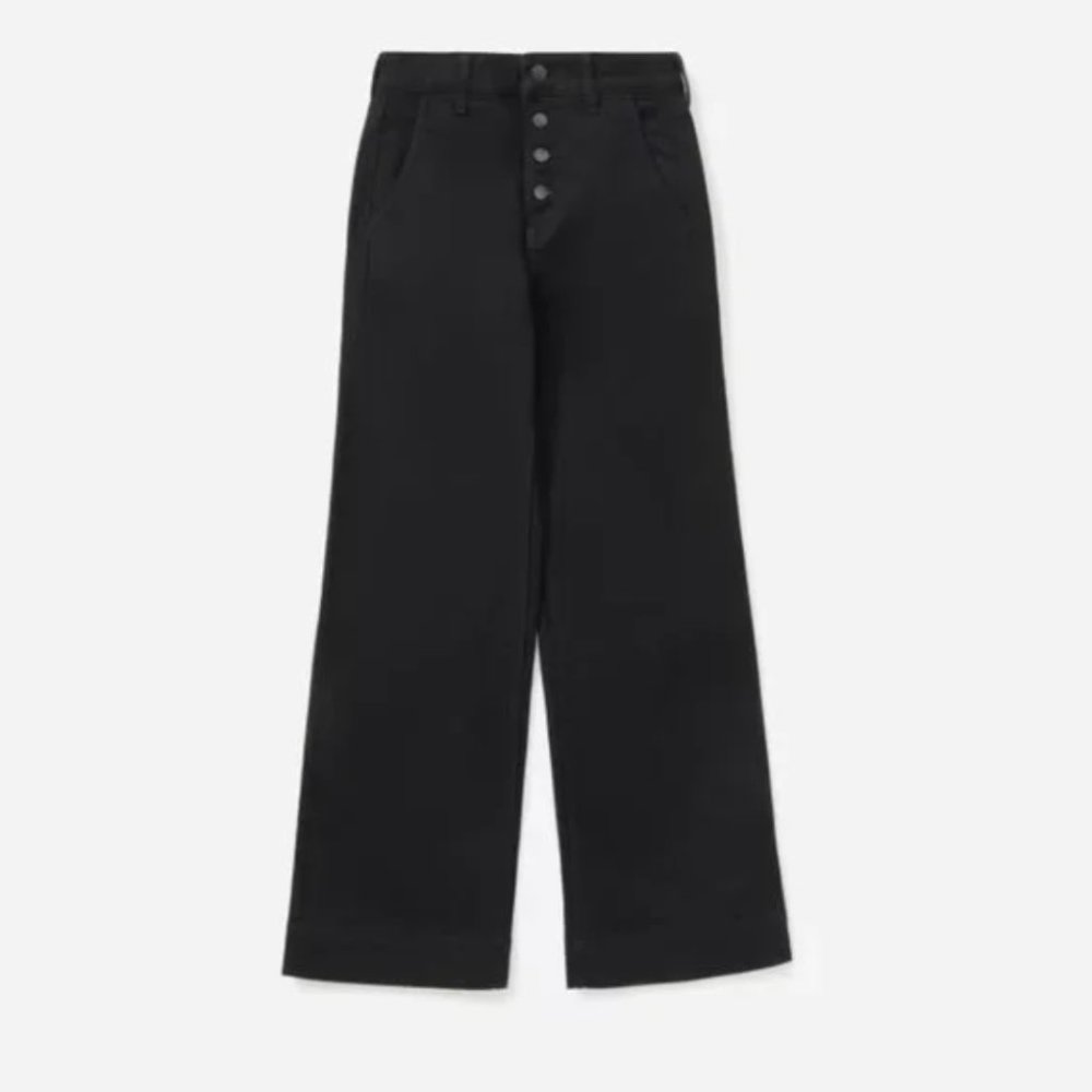 Everlane wide leg high rise black jean ankle size 24